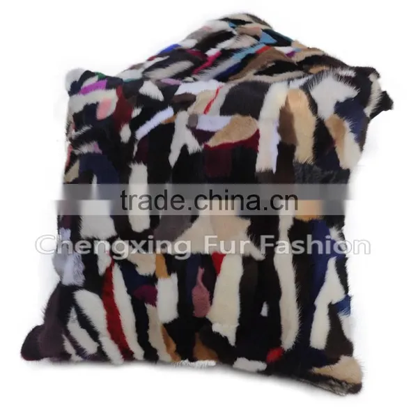 CX-D-81 Home Decoration Pillow Patchwork Mink Fur Cushion & Pillow Cover photo-5