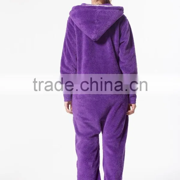Fleece Warm Bear Onesie Jumpsuit Plain Purple Bear Onesie photo-4