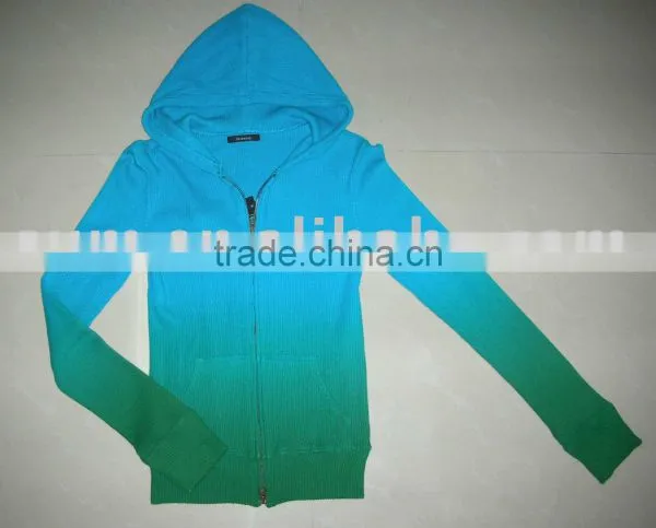 100% Cotton Dip-dyed Slide Fastener Hoody