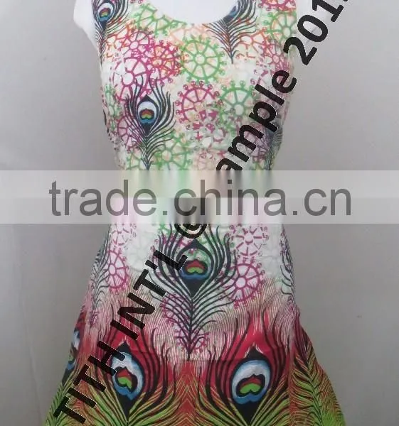 Round Neck Print Cotton Ladies Dress photo-2