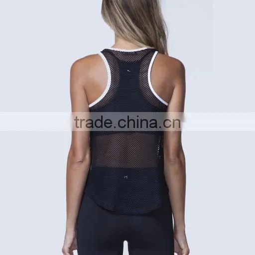 2017 New Arrival Custom Logo Blank High Quality Women Crop Top Wholesale Mesh Top Shirts photo-2