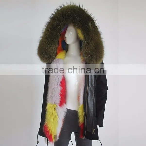 Myfur Customized Real Fur Parka Jackets Factory Price With Big Size Raccoon Fur Hood photo-6