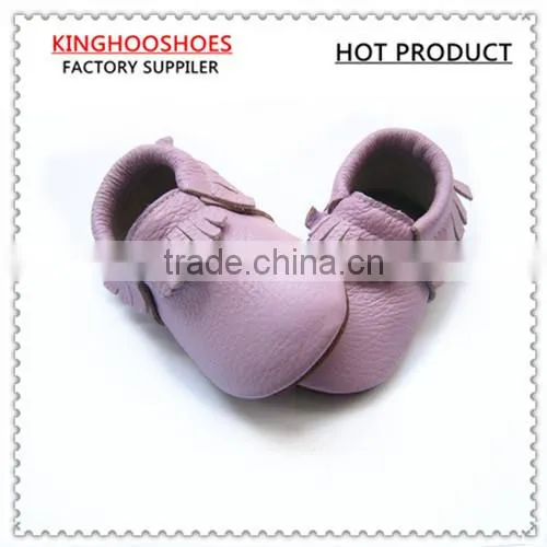 Rubber Sole Light Purple Baby Moccasin Shoes 2015 New Produced