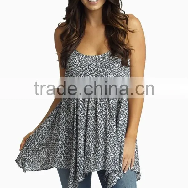 Floral Print Delicate Layered Tank Top Wholesale Bohemian Women Top photo-2