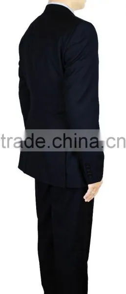 NAAMS MEN'S WOOL 2 BUTTON 2 VENT SLIM FIT SUIT JACKET FLAT FRONT PANT NAVY BIRDSEYE photo-2