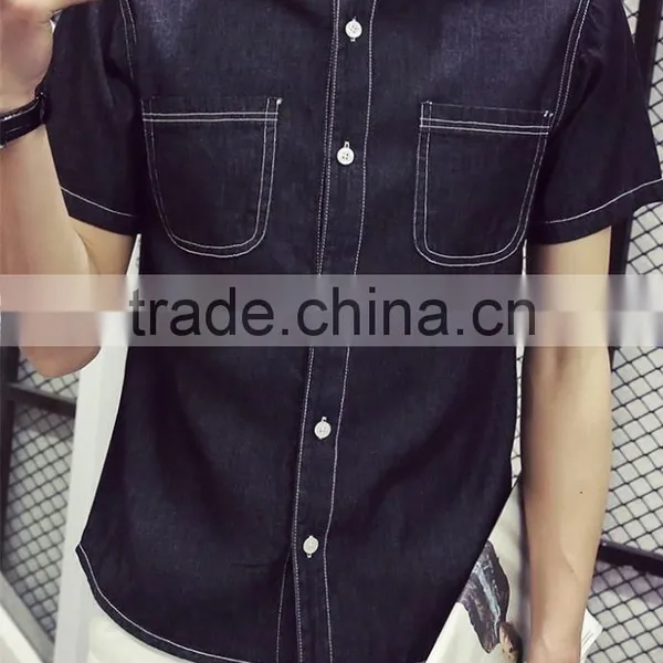 Short Sleeve Shirt Retro Plus-size Half Sleeve Lining Cowboy Clothing photo-4