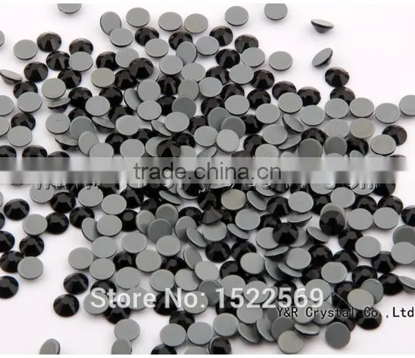 2058HFSS20 1440pcs Round Shape Jet Color Flatback Crystal Glue Base Loose Hot Fix Rhinestones Iron on Stones Clothing Accessorie photo-4