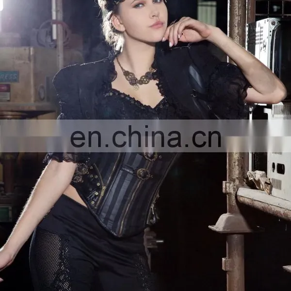 Gothic Steampunk Style Crop Top Jacket With Fluonce Layered Sleeves photo-5