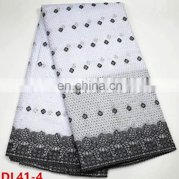 100% Cotton Fabric Purple Nigerian Dry Lace With Stones For Women photo-4