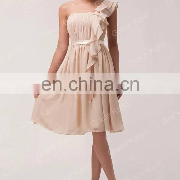 Fashion One-Shoulder Women's Cheap Bridesmaid Dresses CL3441 photo-3
