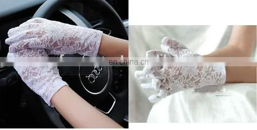 women's sexy black red white ivory wrist length wedding hand gloves driving short lace bridal gloves