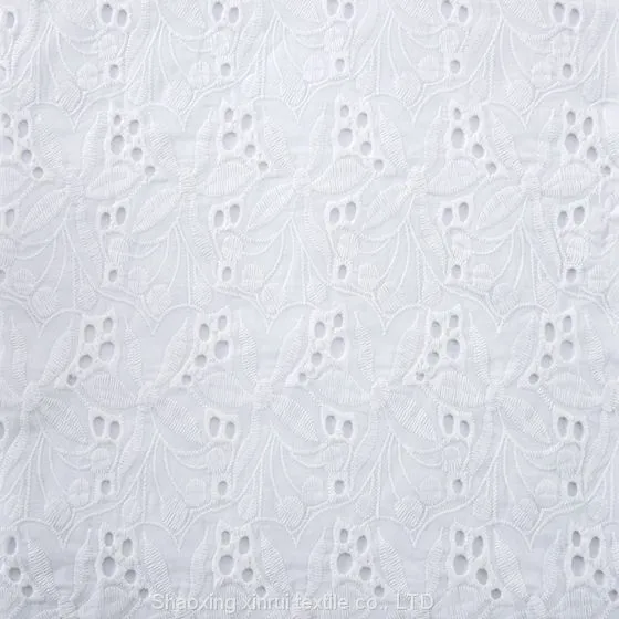 High Quality Swiss White Cotton Lace Embroidery Fabric photo-3