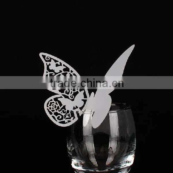 Table Wine Glass Name Place Card Wedding Party Laser Cut Butterfly White SC111 photo-4