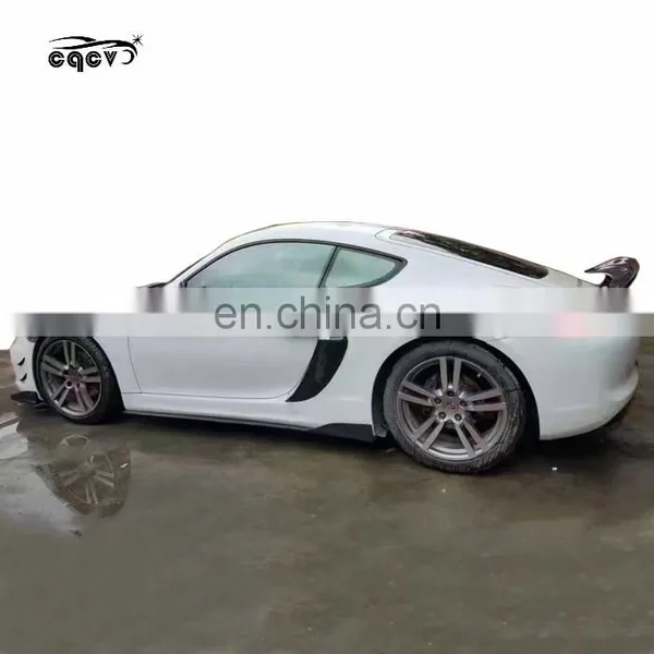CQCV Style Carbon Fiber Body Kit for Porsche Cayman 981 Front Lip Spoiler Rear Lip Side Skirts Light Eyebrow and Wing Spoiler photo-4