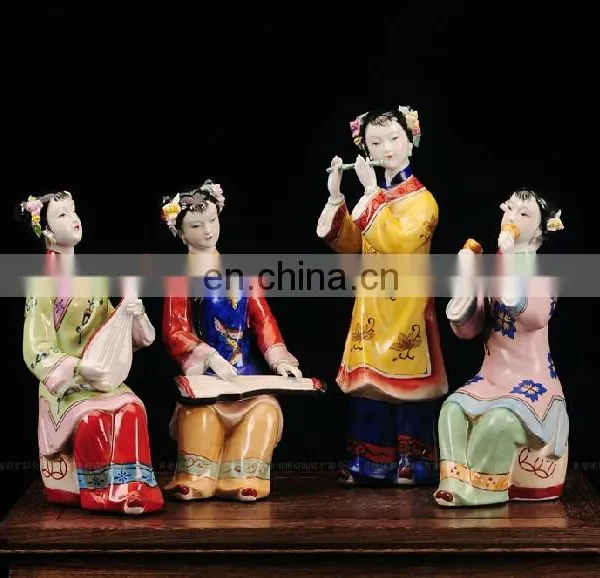Chinese Hand Maded Ceramic Antique Colorful Porcelain Figure Statues