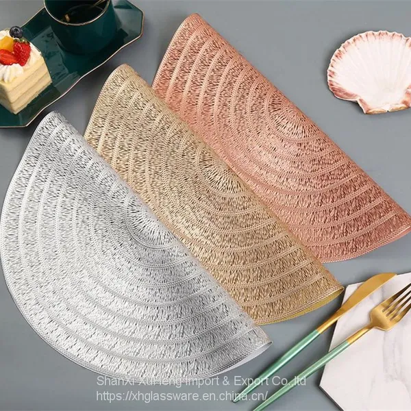 38 cm Round Shaped Rose Gold Silver Colored Non Slip Dining Table Place Mat photo-4