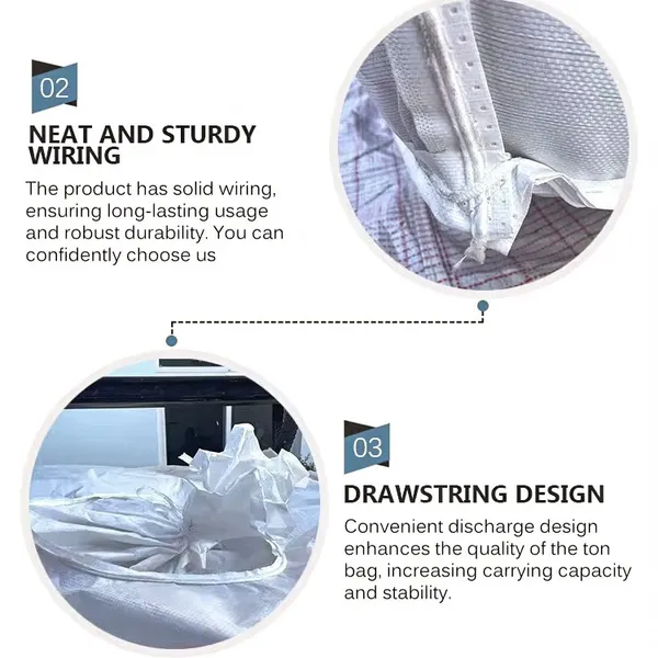 Factory Supplysuper Sack 1 Ton Jumbo Bags FIBC Big Bulk Bag Top Cross Packing Flat Color Food Grade Flat Bottom 1500kg 1000kgton photo-5