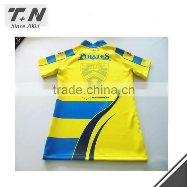 Hot Sale Full Sublimation Printed Rugby Jersey Green and Yellow photo-6