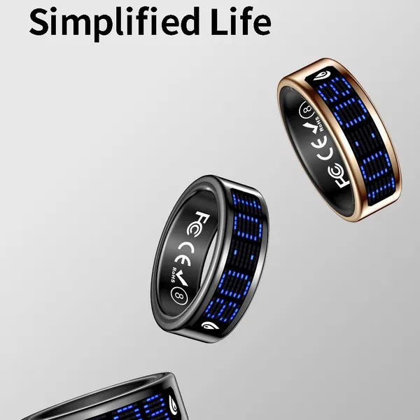 mart Ring with Heart Rate  Blood Oxygen  Step Counting  Sleep Monitoring  and Body Temperature Monitoring Caller ID  Information reminder