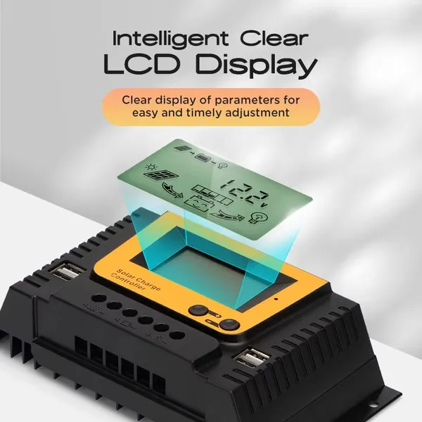 30A 12V 24V 48V PWM Charge Controller 30A 40A 50A 60A PWM Solar Charger Controller With LCD Display photo-3