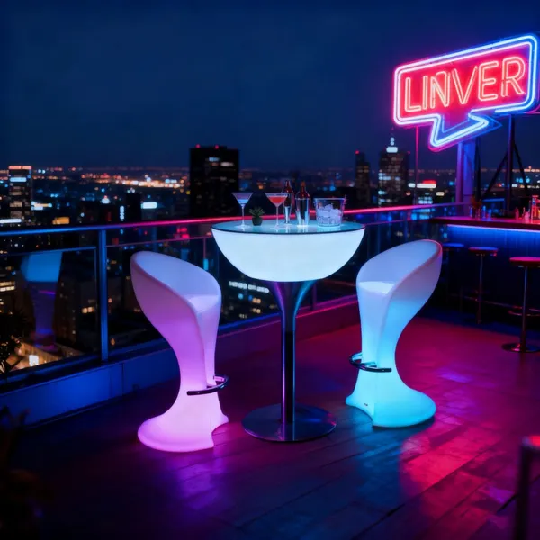 Ice Bucket Table Light Double Bar Chair Nightclub KTV Party End Table Modern Colorful Plastic Commercial Furniture Led Light photo-5