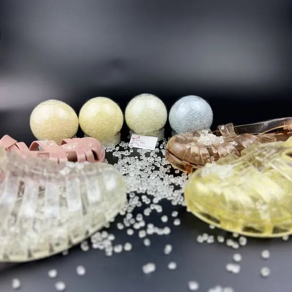 High Transparent Modified PVC Sandals Jelly Shoes With Granules Compound Beads photo-5