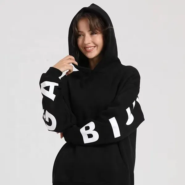 Big Logo Letter Fashion Printed Thickened Long-Sleeved Loose Oversize Autumn Winter Hip Hop Hoodies for Women