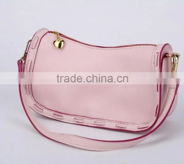 Factory Hot Sales Pink PU Leather Handbag for Young Ladies