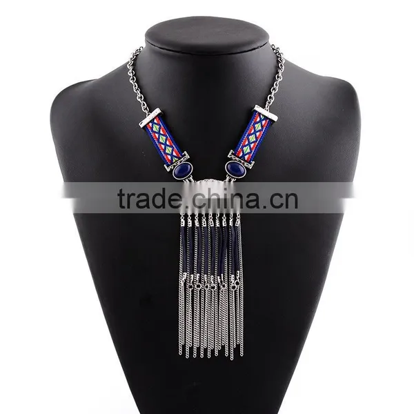 Fashion Ethnic Costume Jewelry Chains Tassels Pendant Necklace photo-5