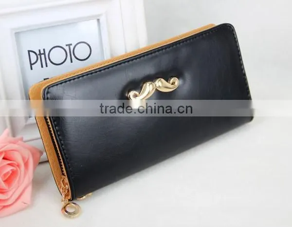 Women's Classic Multifunction PU Blue Coin Purse Wallet With Mustache photo-5