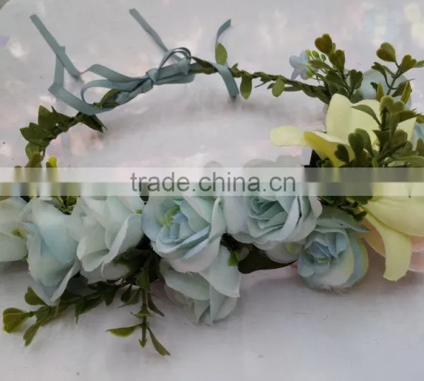 HL016 New Fashion Artificial Flowers Handmade Foam Head Wreath for Wedding Garland Bridal Headdress photo-5