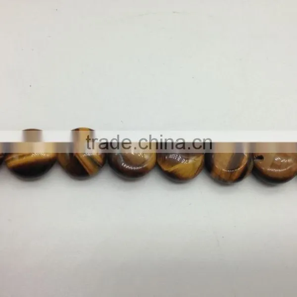 Whole Sale Price 10mm Yellow Tiger Eye Stone Flat Coin Beads photo-3