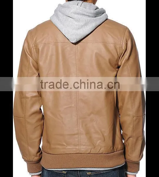Leather Bomber Jacket Brown Color photo-2