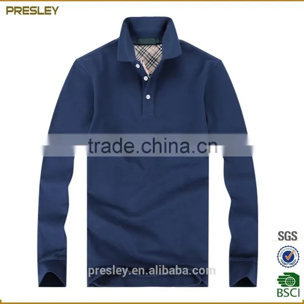 Presley Oem New Fashion Men's Casual Regular Fit Blank Long Sleeve Custom Polo Shirt photo-5