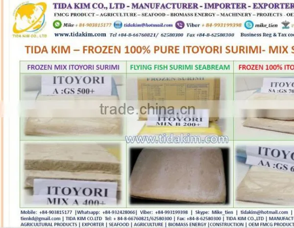 TIDA KIM ITOYORI SURIMI FROZEN BIG EYE SNAPPER ESO SEABREAM MIX GS 500 700 900 LOBSTER SHRIMP CRAB KINTOKIDAI GUCHI KOCHI RIBBON