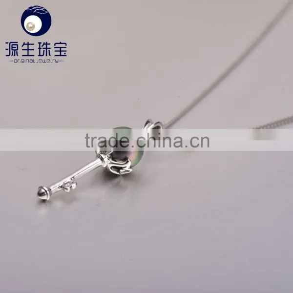 Wedding Jewelry 8--9mm Best Gift Black Tahitian Pearl Pendant photo-2