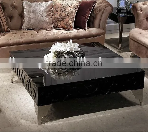 New-classical balck high glossy lacquer square coffee table (LS-848A & B)