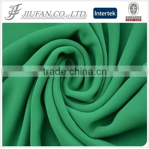 Jiufan Textile Pop Sold Plain Dyed Georgette 100% Spun Polyester Emerald Fabric photo-2