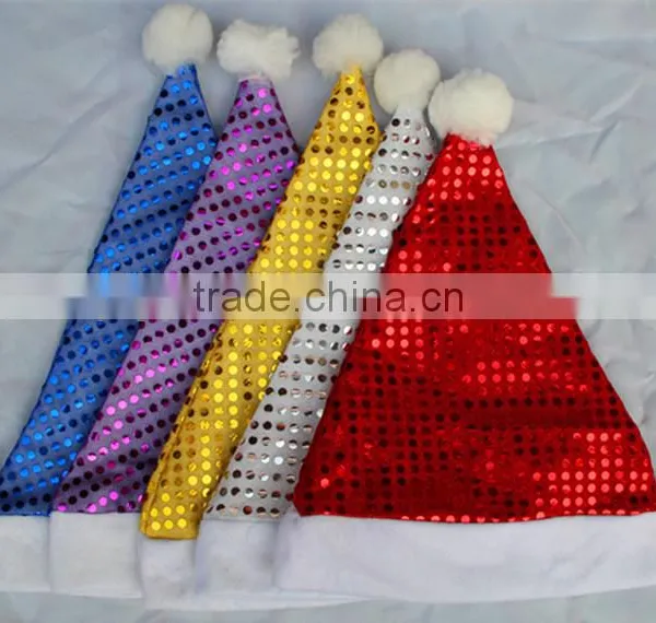 Sparkling Red Metallic Sequin and Glitter Christmas Santa Claus Hats