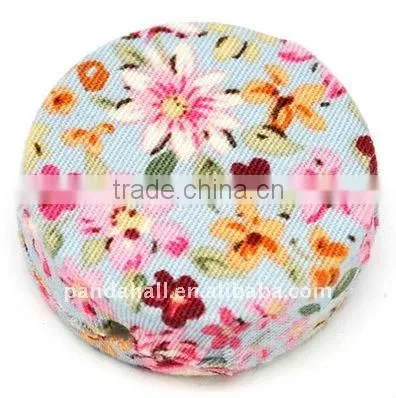Woven Cloth Woven Beads, Acrylic With Cloth, Aqua, Flat Round, 33x11mm, Hole: 3mm.(WOVE-R002-3)