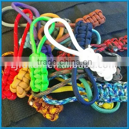 Colorful Survival Paracord Cobra Weaving Monkey Fist Zipper Puller Handmade Rope Zipper Puller