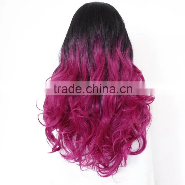 Ombre Red Synthetic Lace Front Wigs Ombre Curly Lace Wigs for African American photo-3