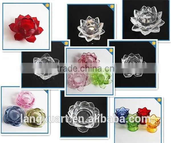 Home Decor Gift Lotus Flower Tealight Glass Candle Holder photo-4