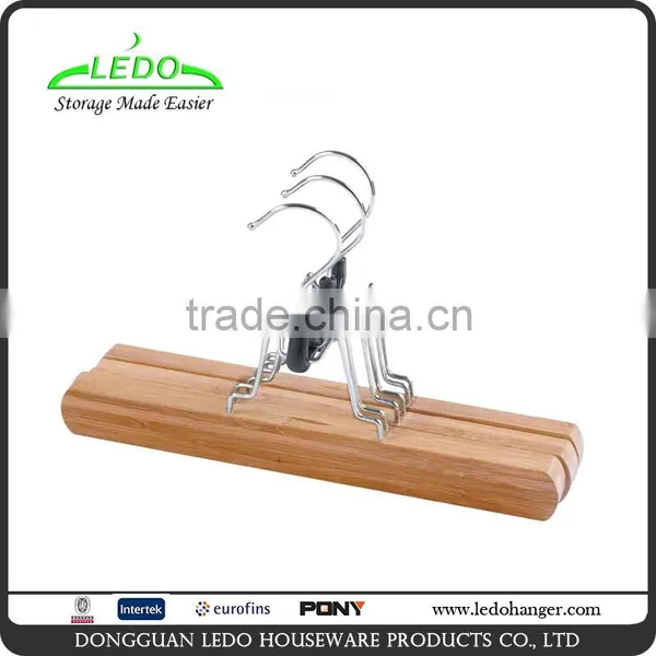 Bamboo HangerS for Trousers With Metal Clips