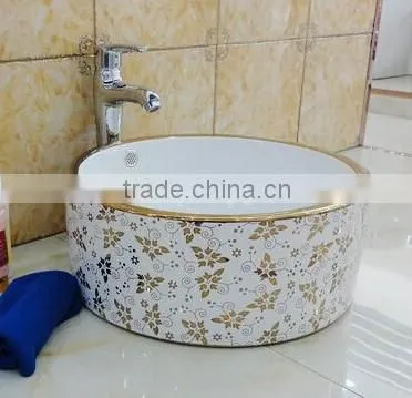 Hot Sale in Ceramic Golden Color Wash Basin photo-2