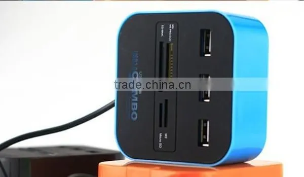 All in One Multi-card Reader With 3 Ports USB 2.0 Hub Card Reader Combo Usb Hub For SD/MMC/M2/MS photo-3