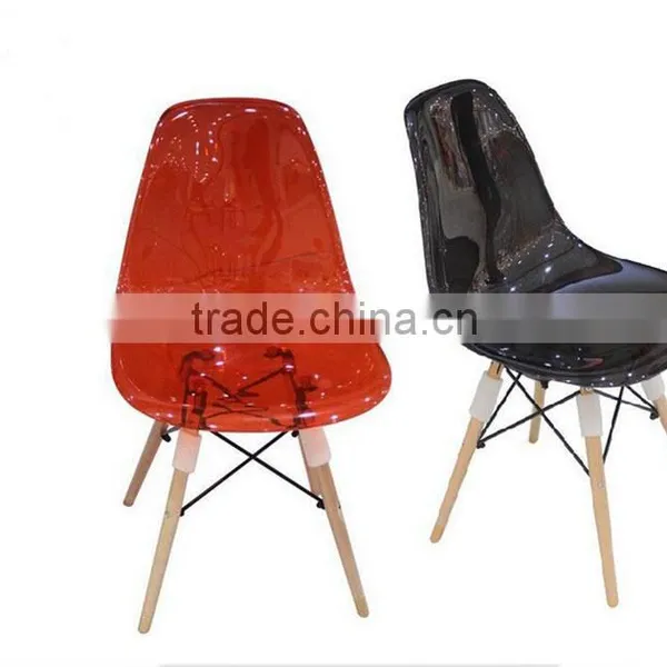 Wood Leg Acrylic Designer Dining Chair Replica photo-2