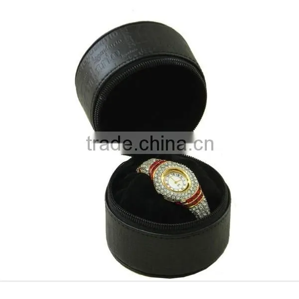 Cheap Round Personalized Faux Leather Watch Box for Gift