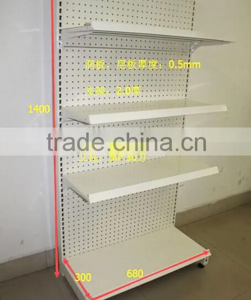 Steel Cantilever Shelf Single Sided White Peg Board With Three Shelves and Peghooks photo-2