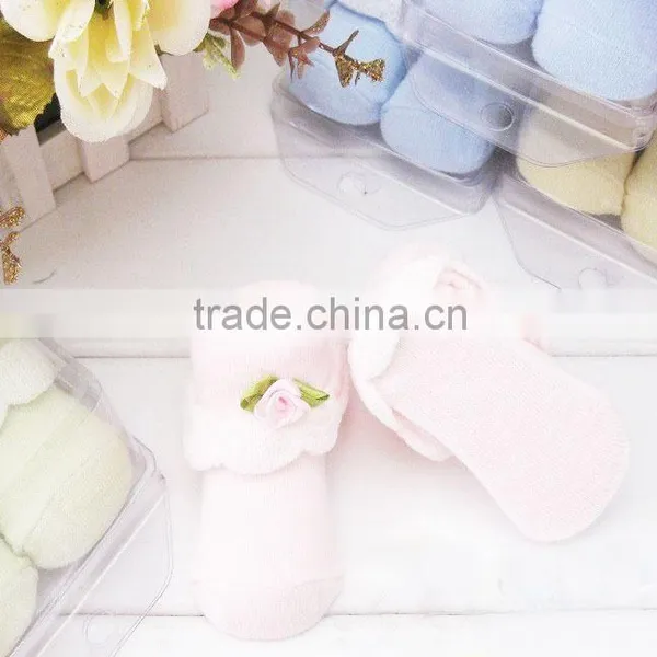 NEW STYLE Lovely Flower Welt and Good Quality Turn Cuff Baby Cotton Socks photo-2